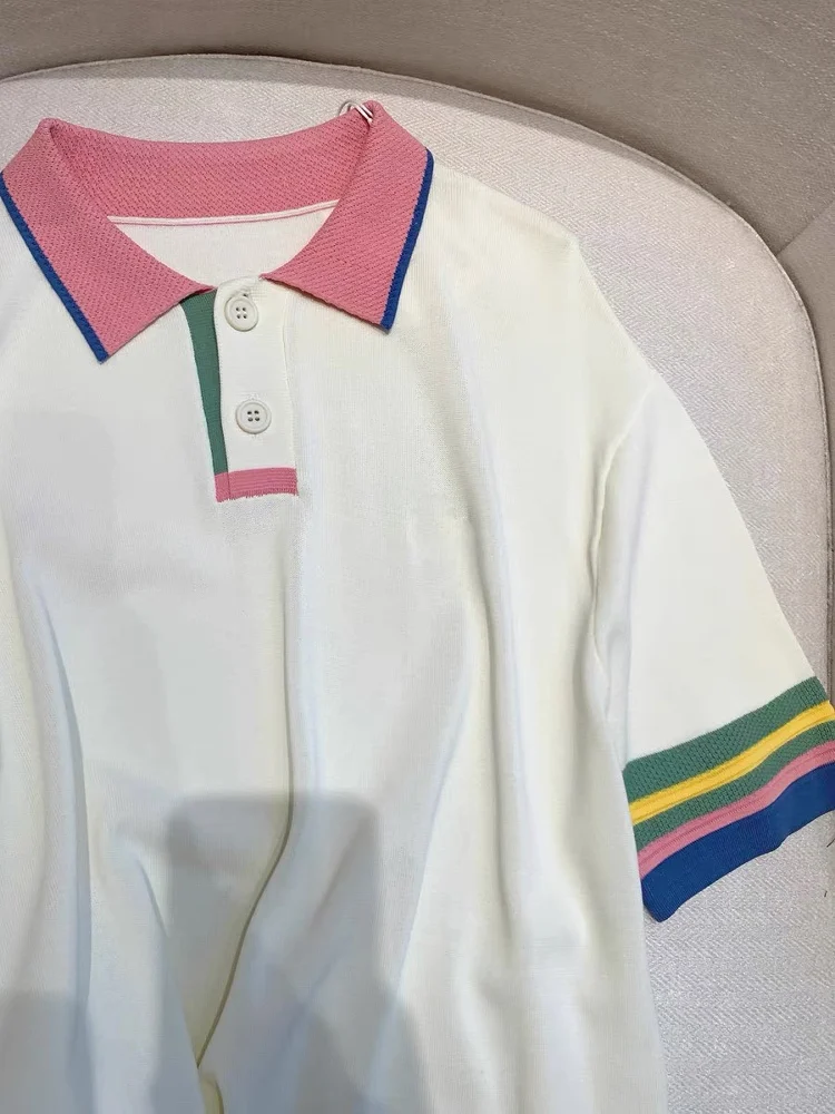 ファッショナブルなカラーブロック、ノースウェットTシャツ、ルーズフィット、多用途、メンズ＆レディースサマースリーブトップ