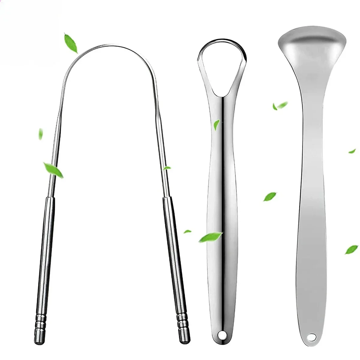 

Stainless Steel Tongue Scrapers Tongues Cleaner for Adults Kids Portable Tongue Coating Remove Brush Personal Oral Hygiene Care