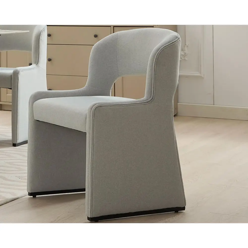 

Grey Upholstered Dining Chairs with Curved Back for Kitchen, Dining Room, or Living Room