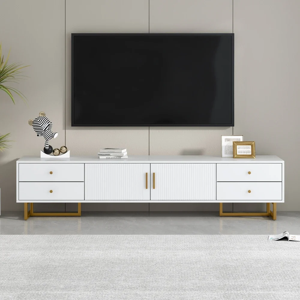 U-Can TV Stand for 65+ Inch TV, TV Media Console Table, Modern TV Stand with Storage, TV Console Cabinet Furniture