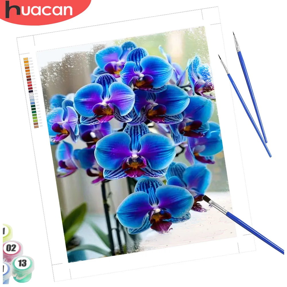 HUACAN – peinture d'orchidée avec chiffres, toiles de fleurs pour peinture florale, passe-temps, Arts créatifs et artisanat, peinture murale