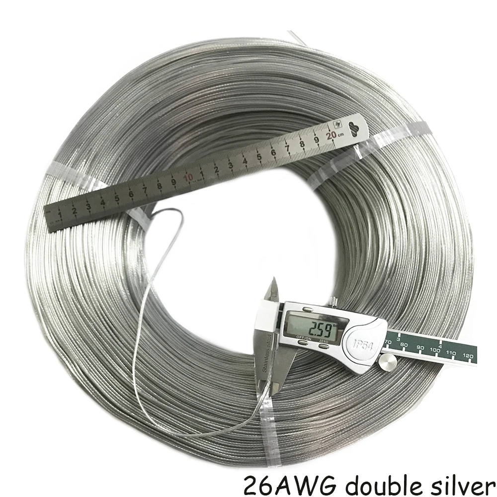 30m/50Meters Transparent line 26AWG PVC Tinned Bare Cord Double Silver Cable Copper Wire Audio Cable Speaker Wire