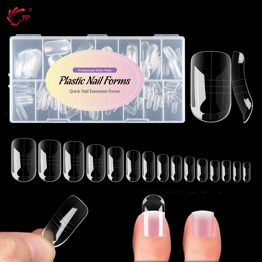 TP 150 Stück Zehen-Doppelnagelformen für Poly-Verlängerungsgel, Zehennagel, Doppelformen, wiederverwendbare Vollabdeckungsformen, Acryl-Topformen, 15 Größen
