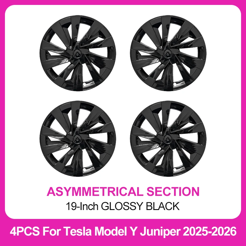19-Inch 4 Stuks Wieldoppen Voor Tesla Model Y Juniper2025 Wieldop Prestaties Vervanging Wielnaafdop Volledige cover Accessoires