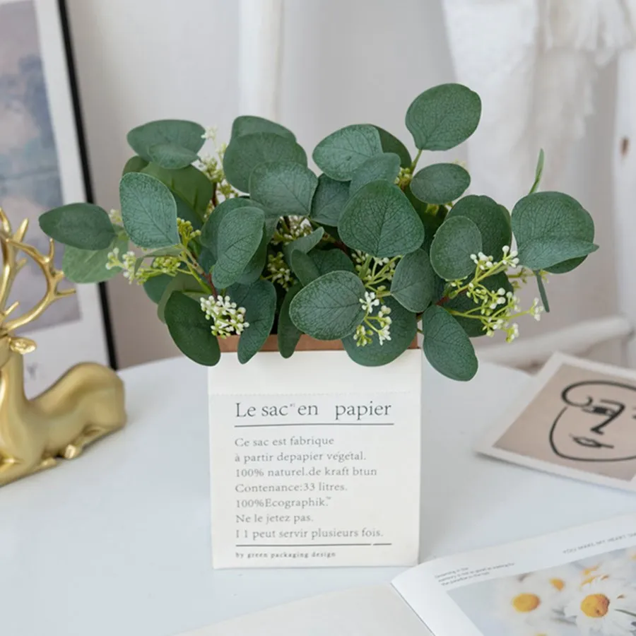 50 Stück Künstliche Eukalyptusblätter aus Seide für DIY Weihnachtsdekoration, Vasen, Scrapbooking, Blumen, Garten, Hochzeit, Partyzubehör – Detail 17