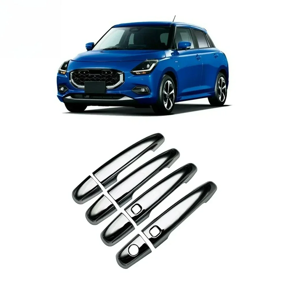 For Suzuki Swift ZC ZD 2024 2025 Car Accessories ABS Chrome Door Handle Cover With Smart Key Hole Catch Cap Trim Molding