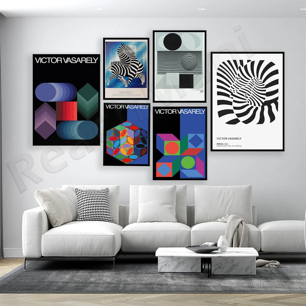 Victor Vasarely Prints, Victor Vasarely Exhibition Posters, Illusion Art, Black & White Posters Wall Art Prints