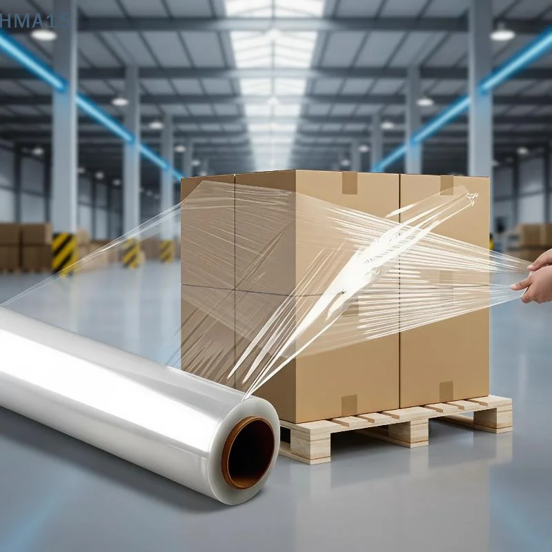 【YA】Tear Resistant Stretch Wrap Film 4X Stretch Capacity 1 Roll Industrial Grade for Warehouse Goods Storage Shipping