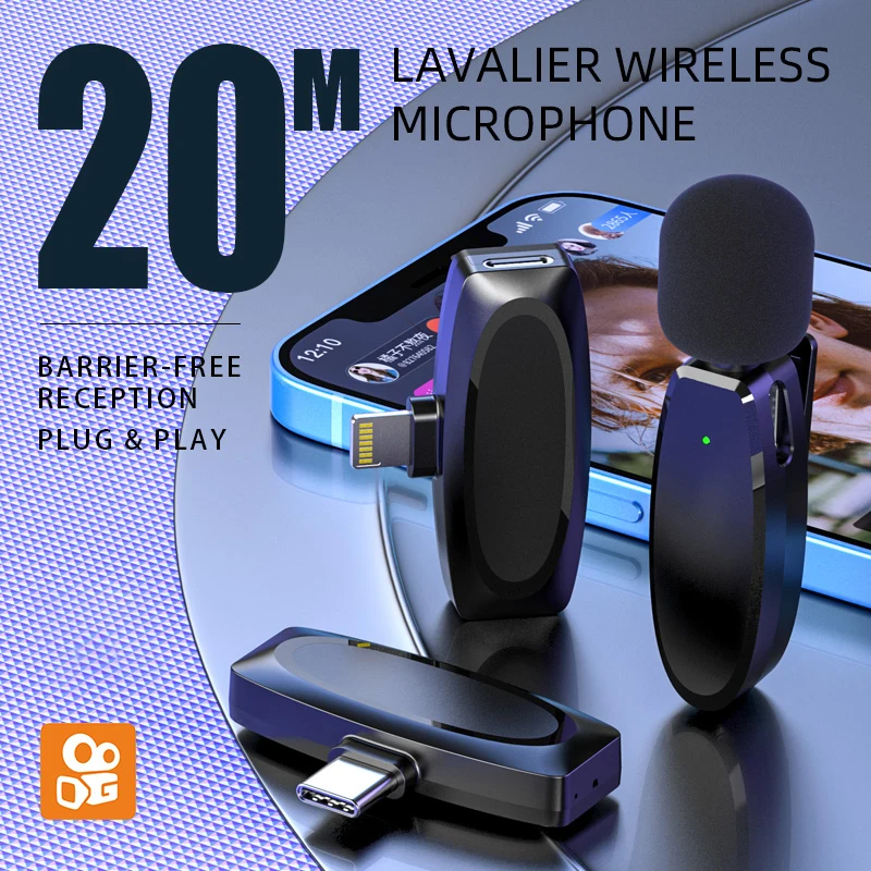 Lavalier Microphone Wireless Type c Noise Cancelling Portable Mini Mike Wireless Recording Recording Mic for Youtube Microfonoe