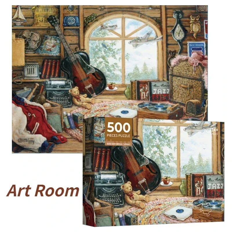 

38*52cm Adults 500 Pieces Paper Jigsaw Puzzles Art Room Cozy Construction Paintings Stress Reducing Daily Toys Christmas Gifts