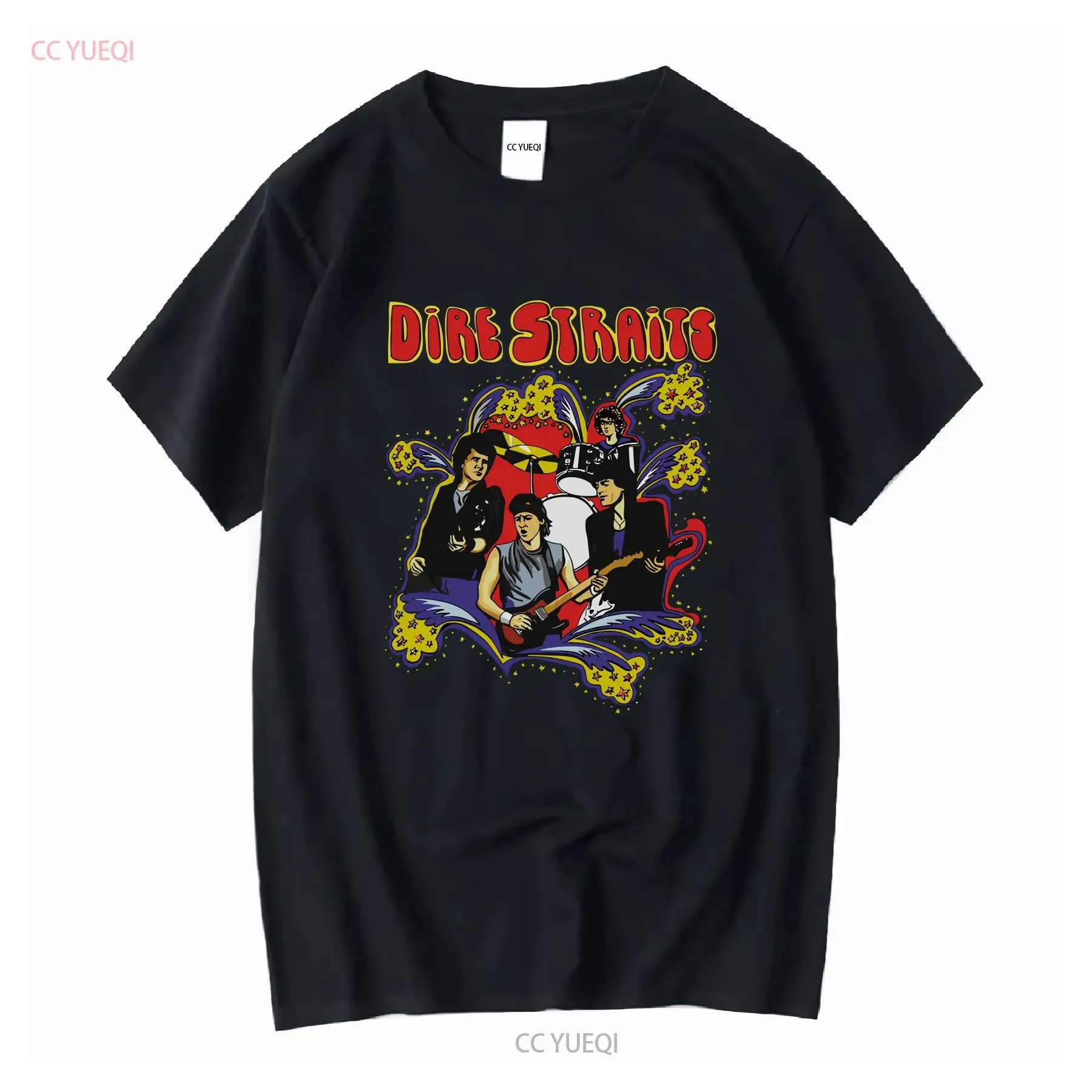 Cotton T shirt Dire Straits Album Music Mark Knopfler John Illsley vintage Washed Unisex Casual Breathable Versatile fashion