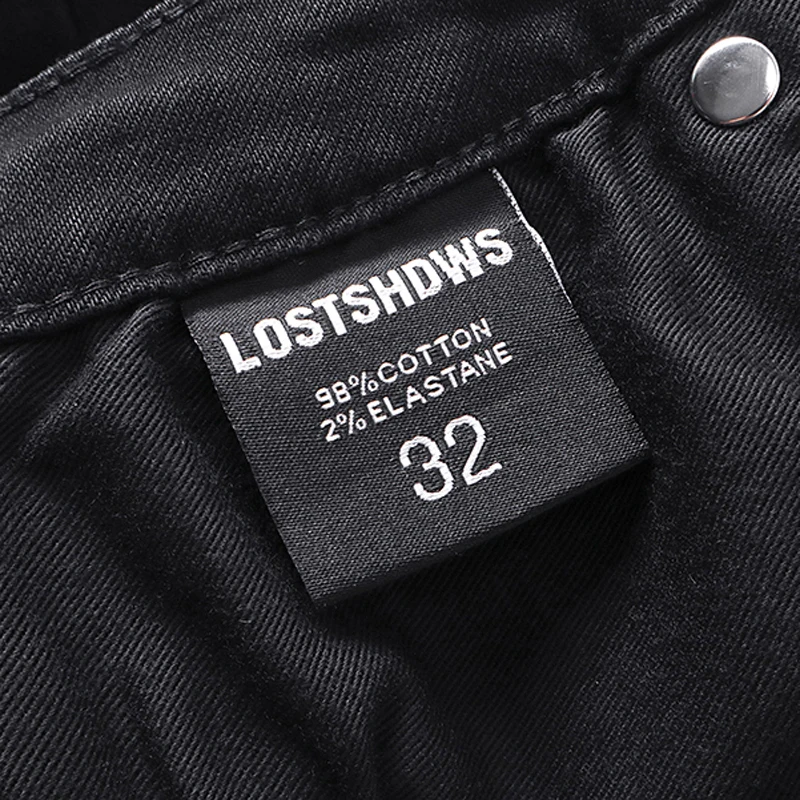 Pantalones vaqueros elásticos micro acampanados para hombre, ropa informal vaquera de retazos, moda de gran tamaño, bordado ahuecado, flor, JEANS SHDWS LOST
