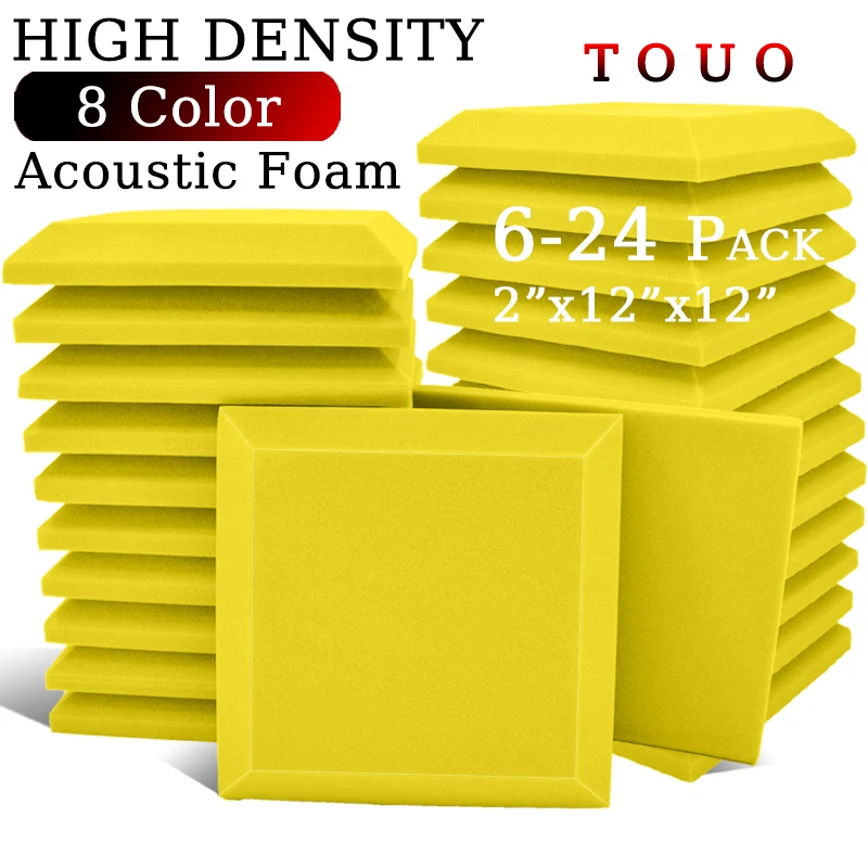 TOUO 6/12/24pc Acoustic Foam Studio Sound Foam Acoustic Treatment Large Square Hypotenuse Sound Absorbing Material Sealing Strip