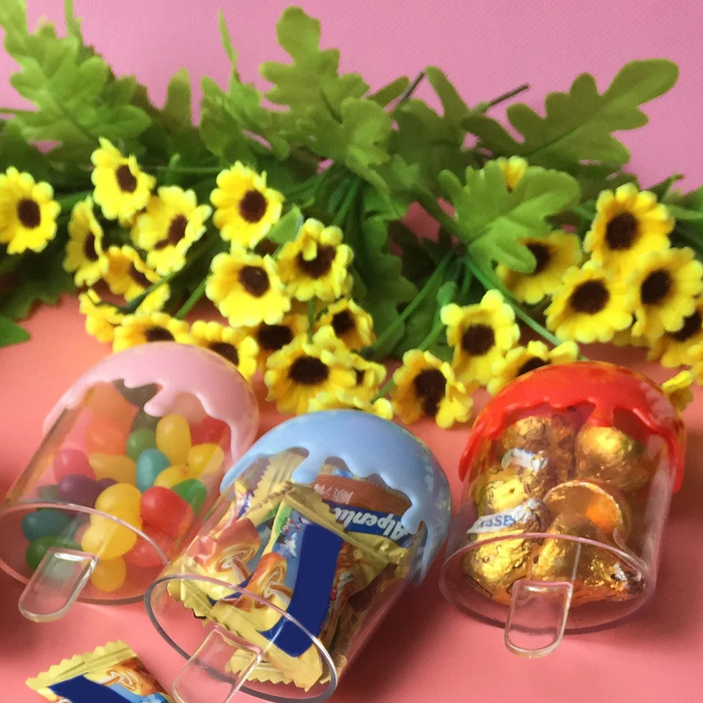 

12Pcs Transparent Plastic Candy Boxes Ice Cream Shape Storage Party Wedding Birthday Candy Holder Gift Treat Container