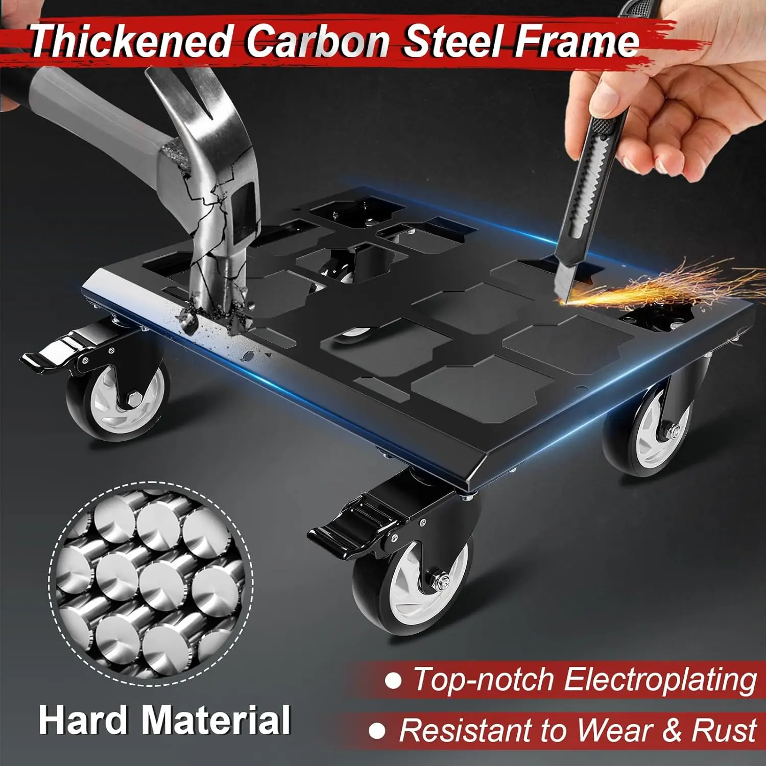 Heavy Duty Tool Box Dolly Compatible with Milwaukee Packout Toolboxes Thickened Carbon Steel Frame, Small Wheel Fit For Indoor