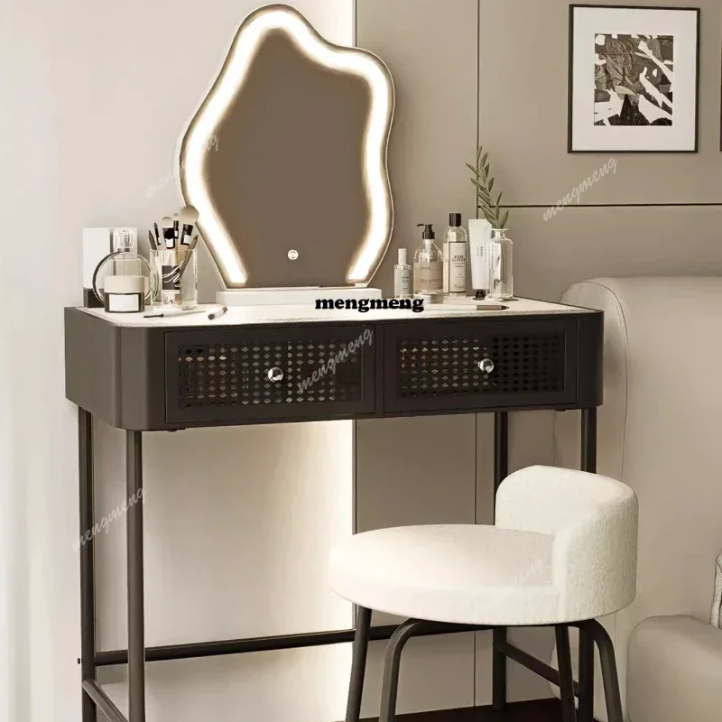 White Nordic Organizer Vanity Table Mirror Drawers Makeup Girls Small Dressers Space Saving Pentiadeira Feminina Room Furniture view 4