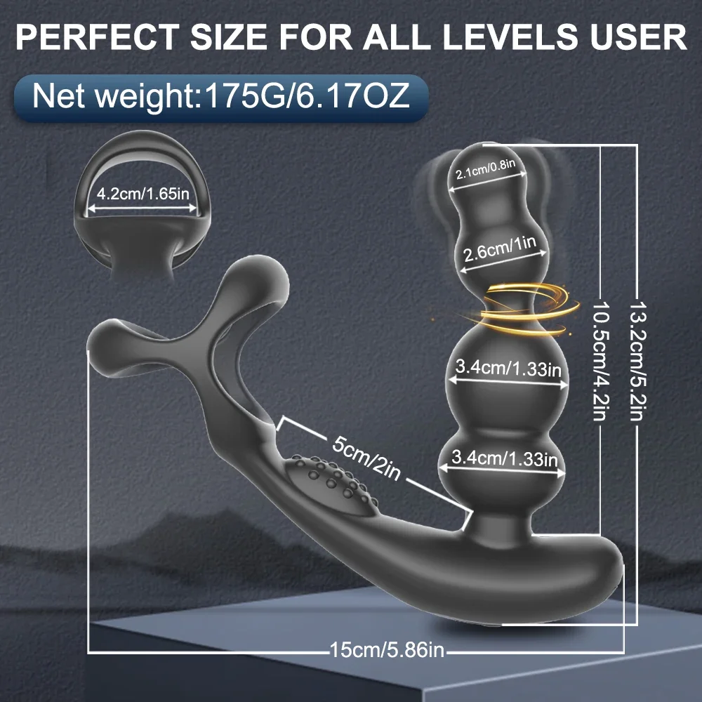 Remote Control Male Prostate Massager Vibrator 360°Rotate Toy Vibrator Ring Plugs Masturbator dildo Anal Butt Sex Plug Wearable