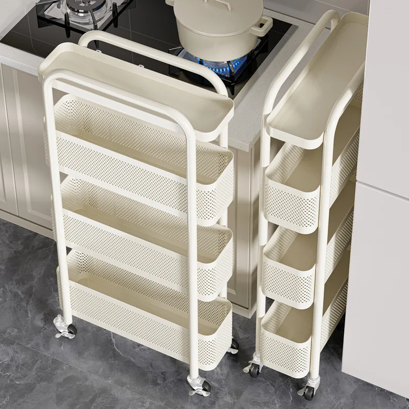 

Crack rack Kitchen Multifunctional refrigerator Crack storage cabinet Vegetable basket Narrow bathroom Mobile trolley