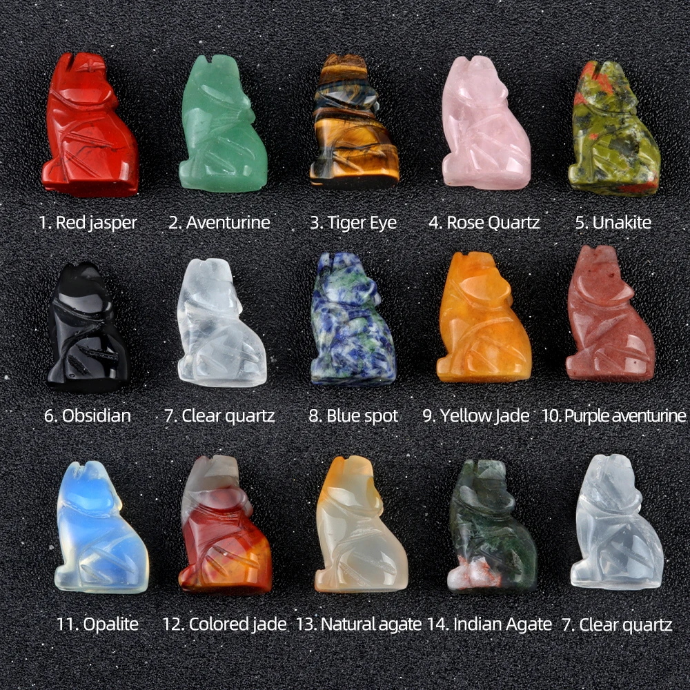 1pc Natural Crystal Aventurine Carving Wolf, Stone, Pocket Decoration, Bare Stone, Home Decoration, Craft Table Ornaments