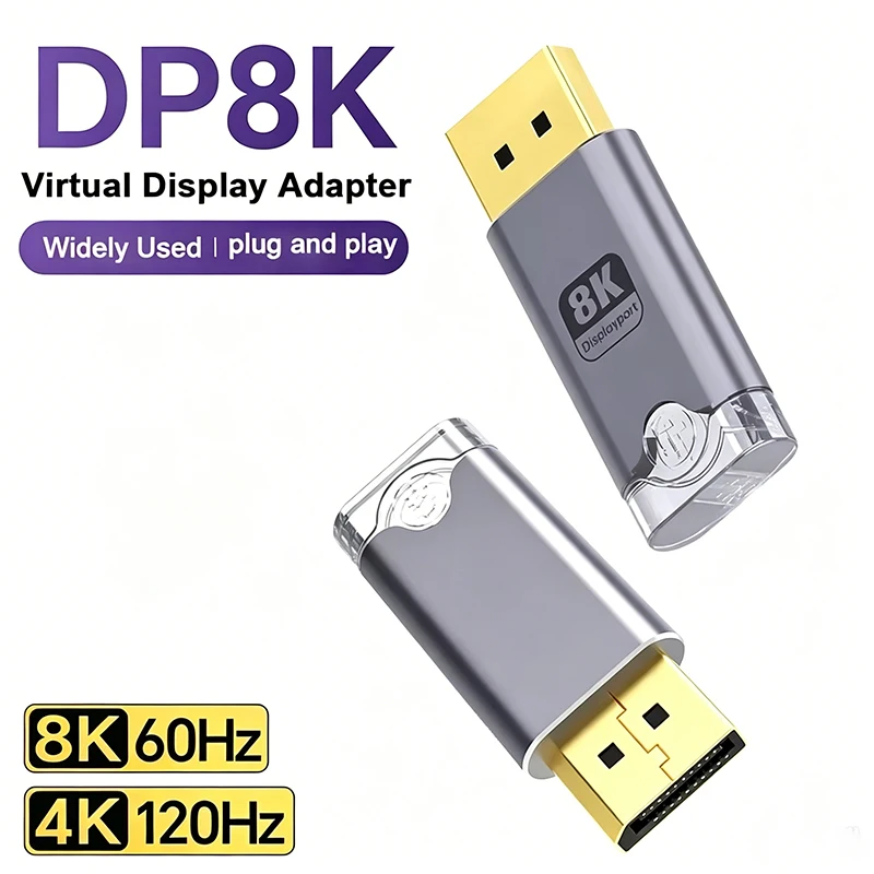 DOONJIEY 8K Displayport Dummy Plug DP Virtual Display Adapter DP Dummy Plug EDID Headless 8K DP Displayport Virtual Display