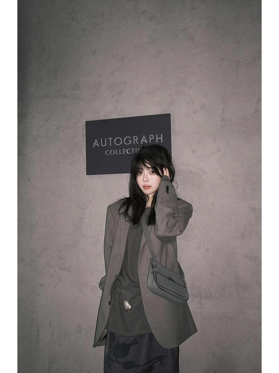 

Женский шерстяной костюм Ele: классический, с плоским воротником, из австралийской шерсти, окрашенной восковой краской, градиентный, для делового стиля