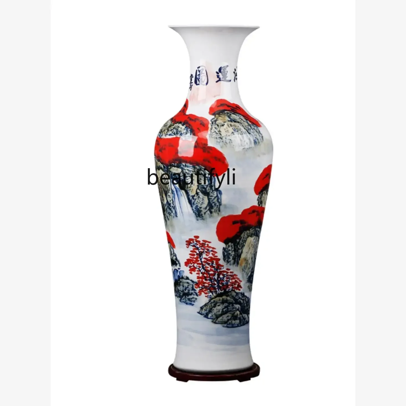 

Jingdezhen Porcelain Hand Painted Hongyun Map Floor Vase Hotel Opening Decoration Living Room Big Decorations