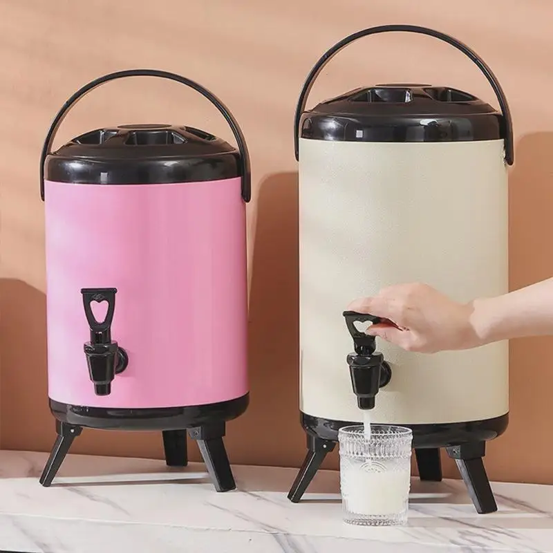 

Commercial Double Layer Stainless Steel 304 Milk Tea Insulated Bucket Soy Milk Coffee Cooling Tea Bucket for Tea Shops