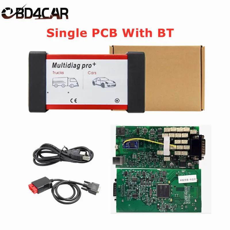 Single PCB Multidiag Pro+ Bluetooth OBD2 Scanner NEW VCI TCS PRO 2021.11With Keygen Till 2023 Year Cars Trucks Diagnostic Tool