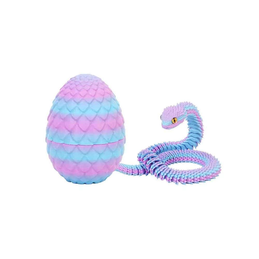 Creative 3D Printed Snake All-in-one Molding Candy Color Animal Simulation Model Flexible Rotatable 3D Printed Snake Egg view 3
