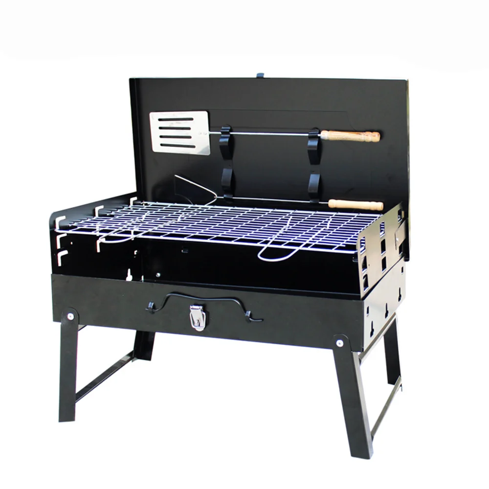 Outdoor Picnic Garden Terrace Camping Rotisserie Barbecue,Grill Foldable and Portable Stainless Steel BBQ Charcoal Grill/