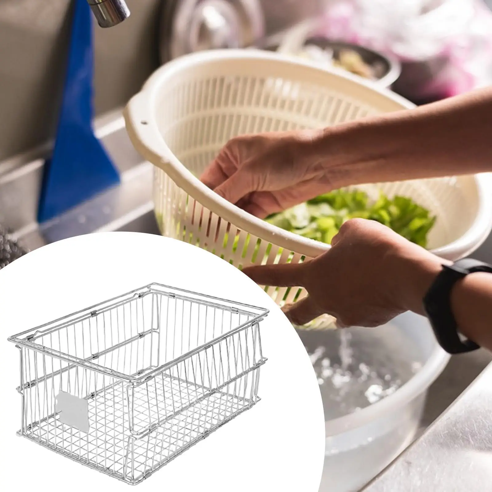 

Foldable Storage Basket Camping Table Accessories Multifunction Sturdy Fruit Vegetable Washing Basket