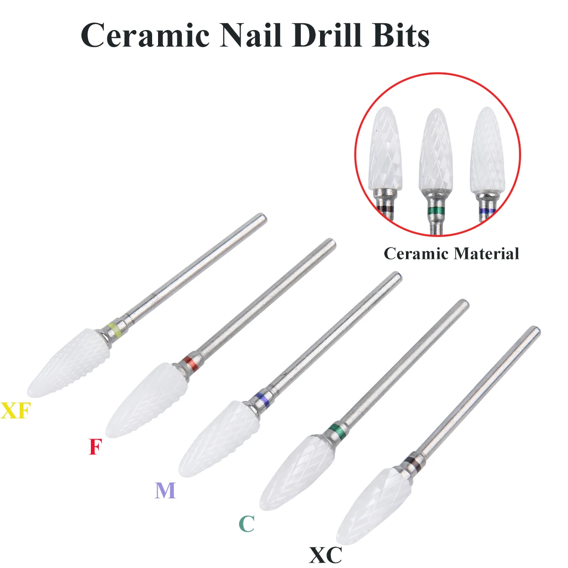 5 قطع/مجموعة مثقاب أظافر سيراميك احترافي على شكل ذرة لقم سيراميك لتشكيل وتلميع وإزالة أظافر جل الأكريليك #3