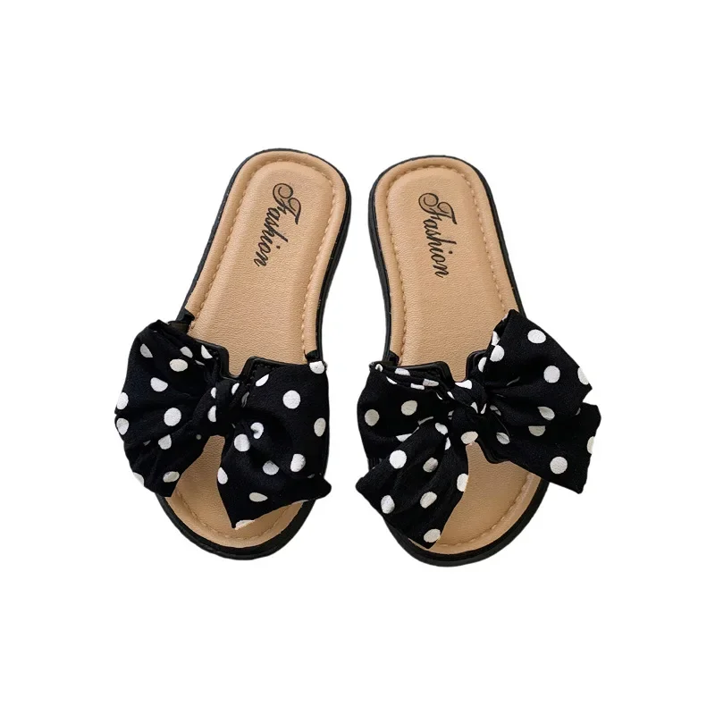 New 2024 Fashion Children’s Summer Slippers Girls Footwear Kids Fashion Bowknot Non-Slip Slippers Children Soft Sole Beach Shoes