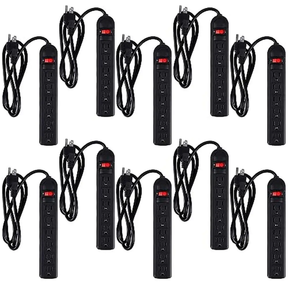 6 Outlet Surge Protector Power Strip 4ft Extension Cord with Switch Power Cord Flat Plug Safe Reliable Material Overload