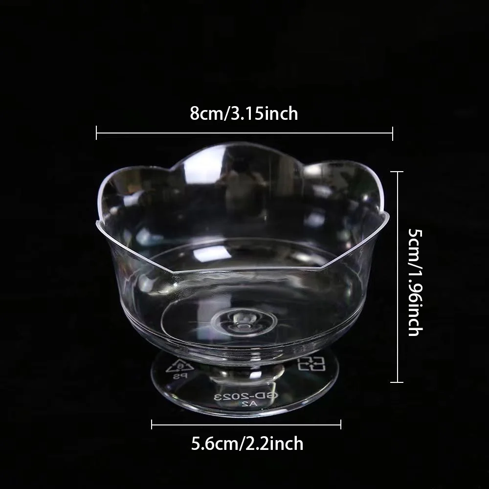 10pcs Mini Dessert Cups Heart-Shaped Plastic Ice Cream Dessert Bowls, Reusable of Dessert Cups Suitable for Cheese, Ice Cream
