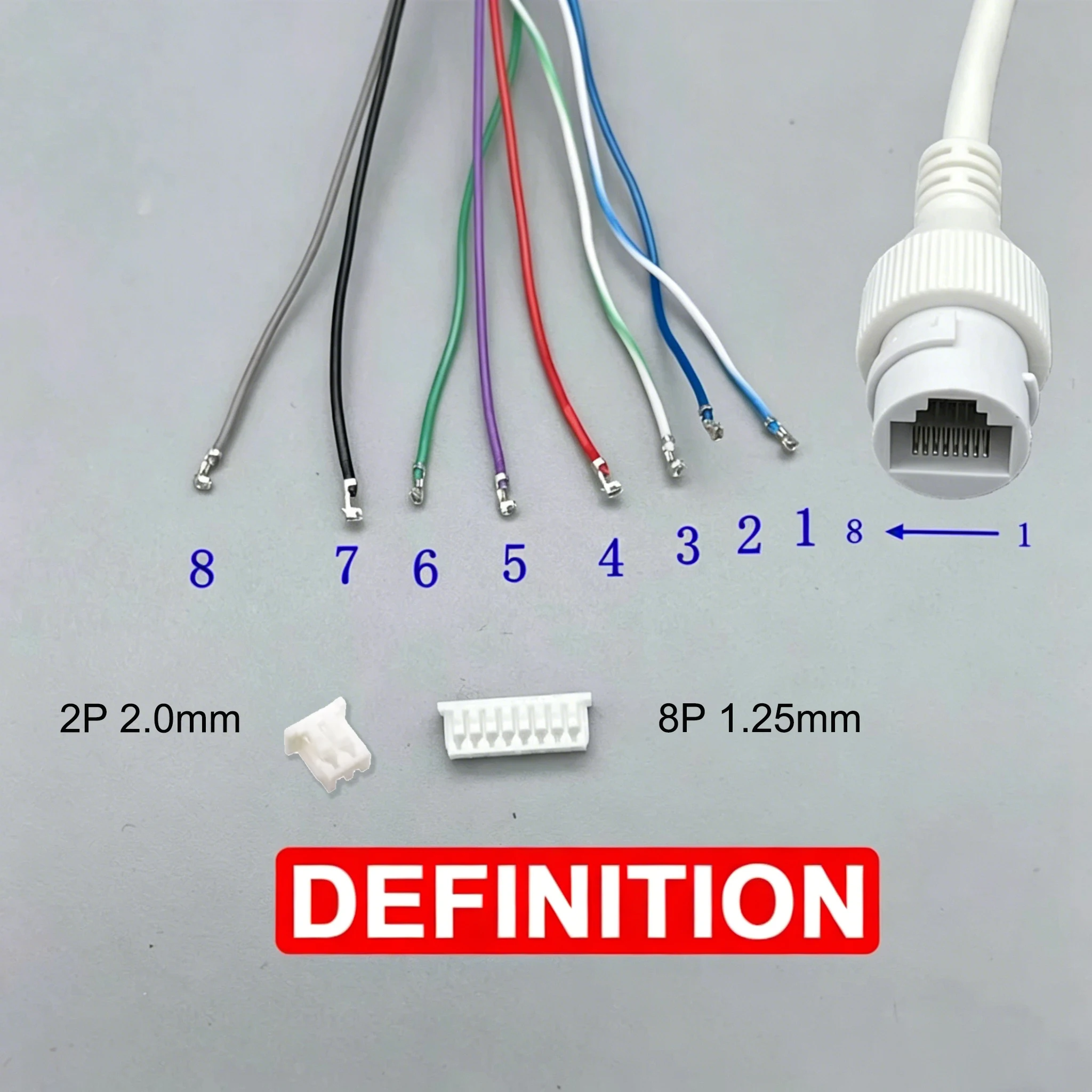 CCTV POE IP Network Camera PCB Module Video Power Cable 60cm RJ45 Female Connector with Terminlas 70CM