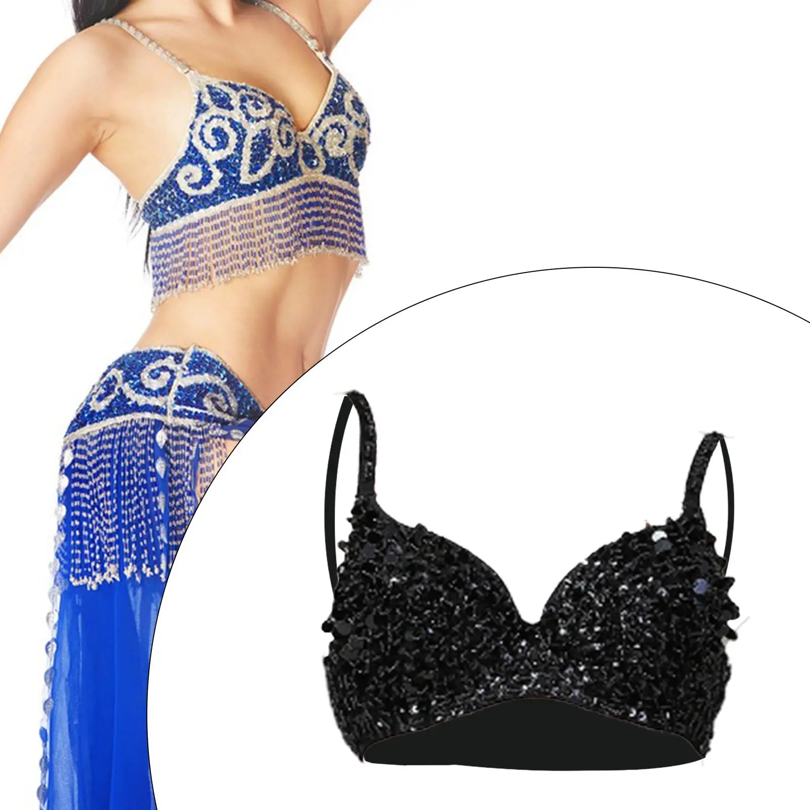 Glitter Sequin Corset Top for Women Elegant Stage Performer Bra with Steel Support Adjustable Back Buckles Handmade Clubwear