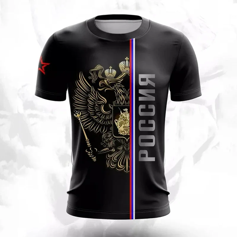 

Russian T Shirt for Men Fashion Russia National Flag Print Pattern Short Sleeve Oversized T-shirt Leisure O-neck Tee Streetwear