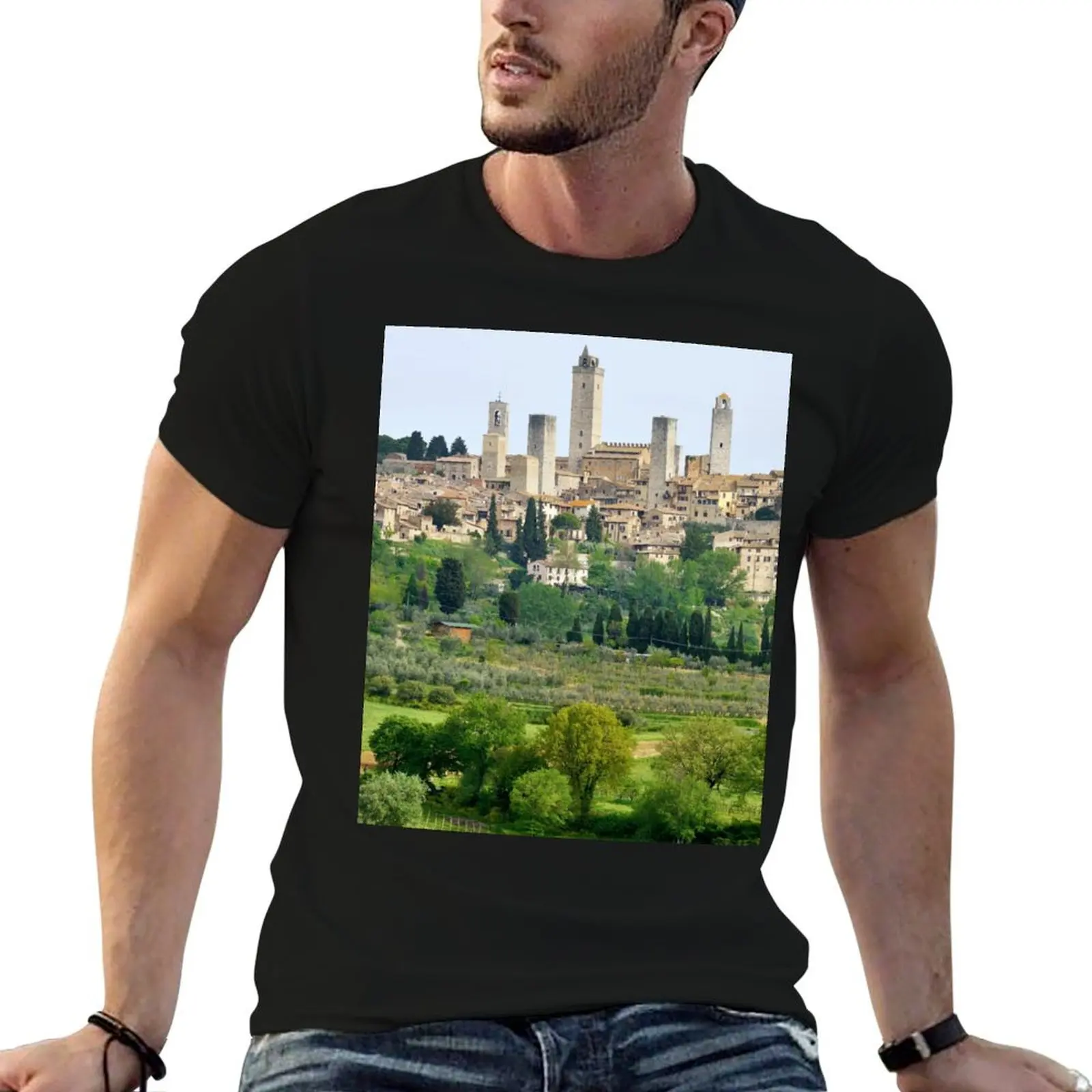 

Italy, Tuscany. San Gimignano T-Shirt cotton t shirts high quality cotton t shirt man T-Shirt