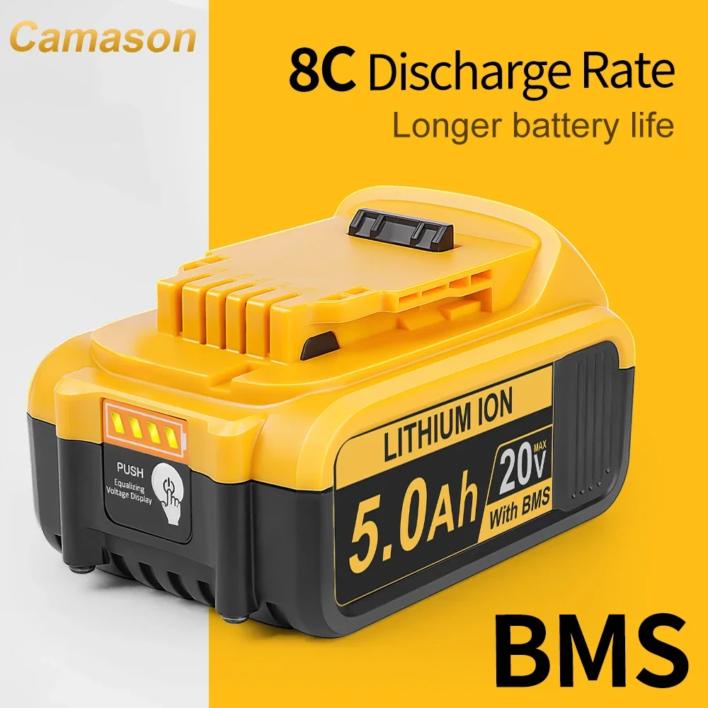 Camason 5Ah Battery for Dewalt 18V 20V power Tools rechargeable electric tool Accessories Lithium batteries Replace DCB200 184