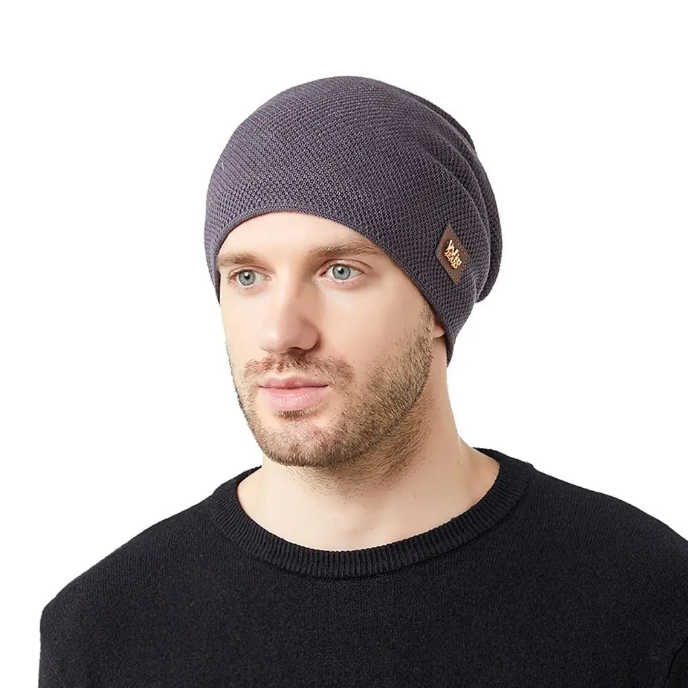 Fleecing Men\'s Knitted Hat Elastic Thickening Wool Winter Peaked Cap Ear Protection Woolen Hat Outdoor Cycling