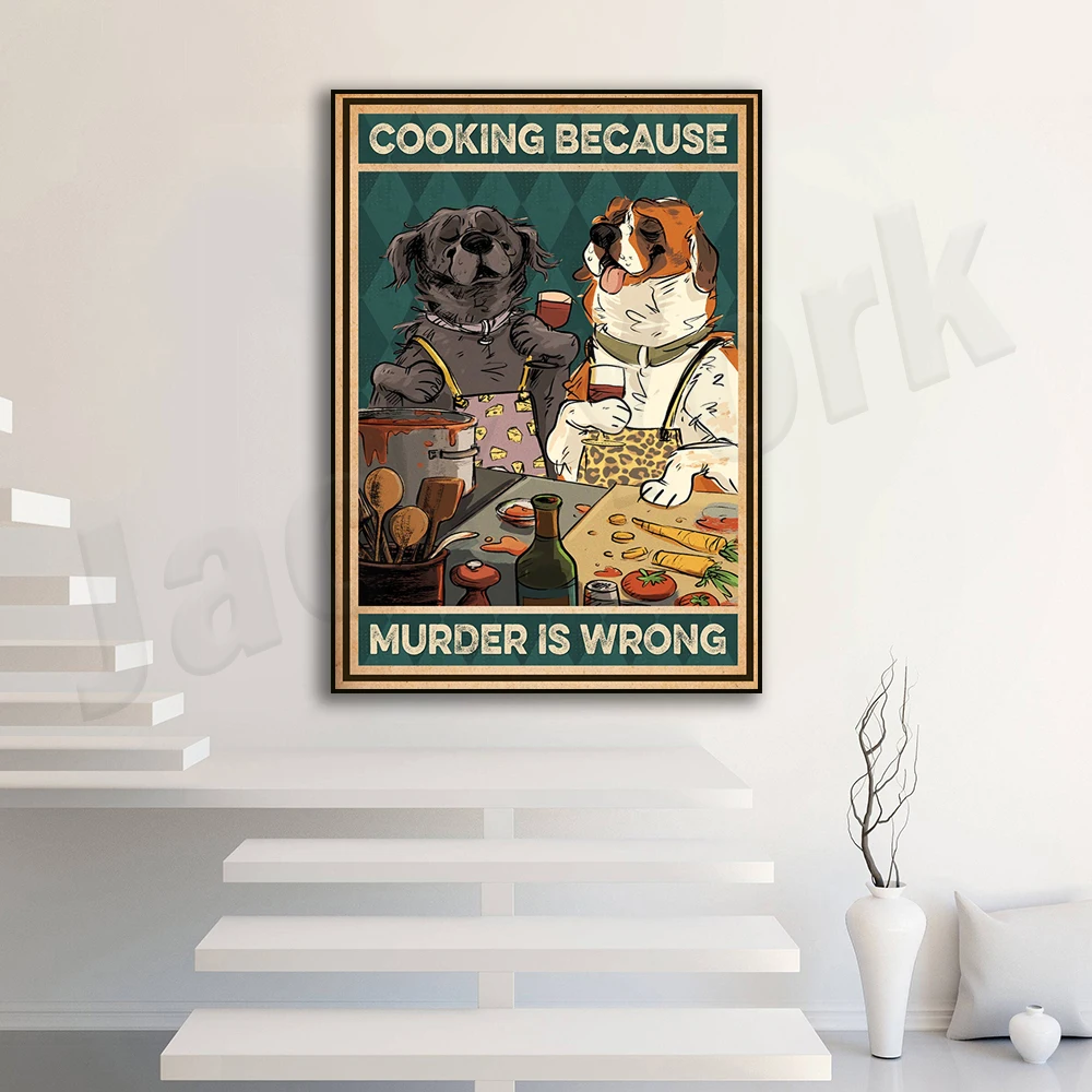 Funny Dog Baking Poster, Love Dogs and Baking Poster, Cooking Dog Kitchen Poster Gift