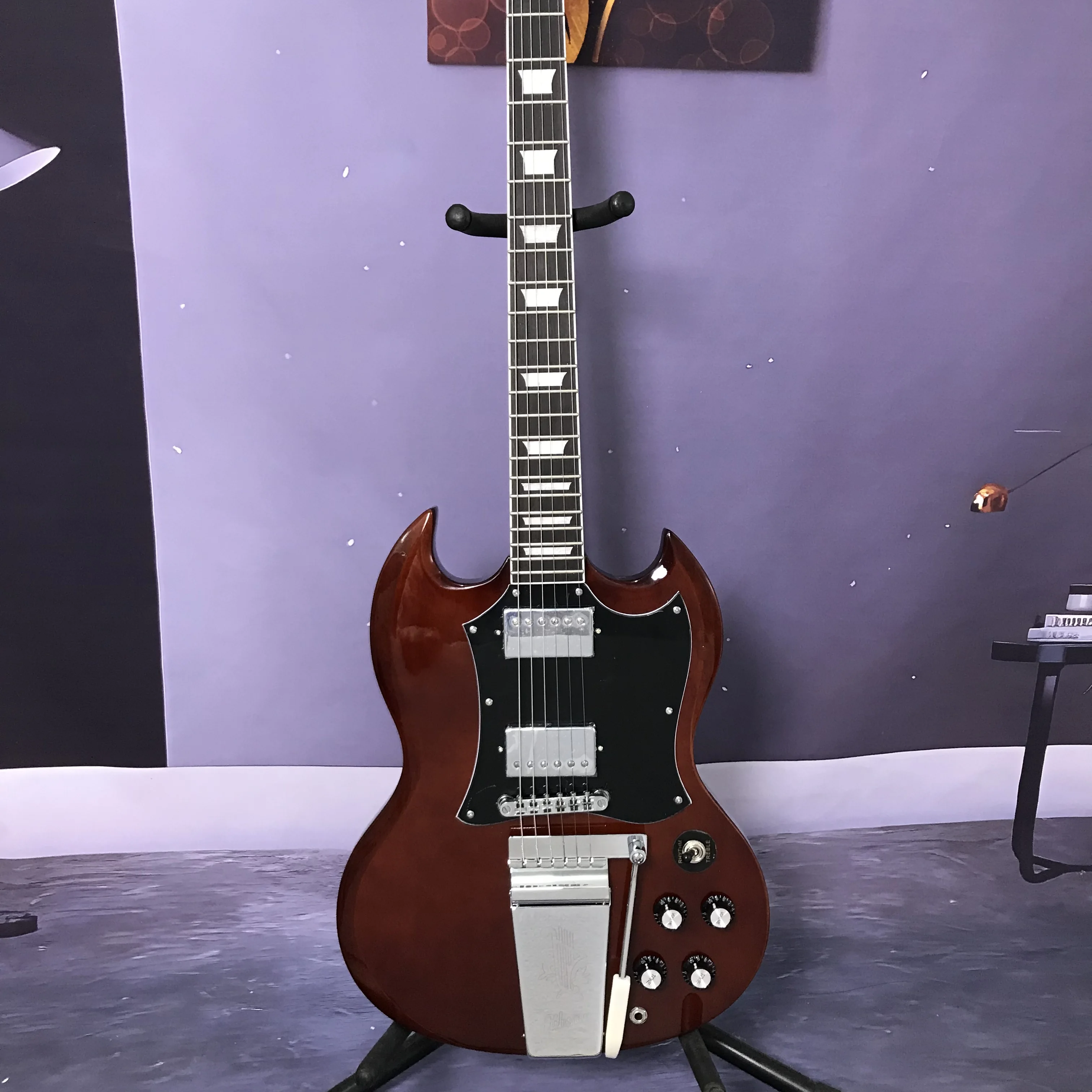 Chinese electric guitar SG G400 brown color mahogany neck mahogany body Fast delivery