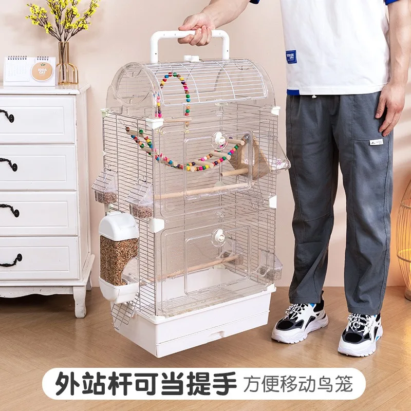 

Bird cage Parrot landscape acrylic bird cage Xuanfeng peony Wenniao embroidered eye large villa bird cage viewing