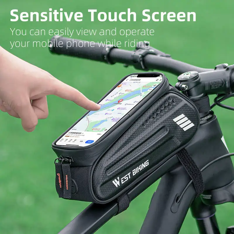 WEST BIKING Bicycle Bag 7.0 Inch Phone Bag 1.5L Touch Screen Bicycle Top Tube Bag Portable Bike Handlebar Bag Bike Accessories