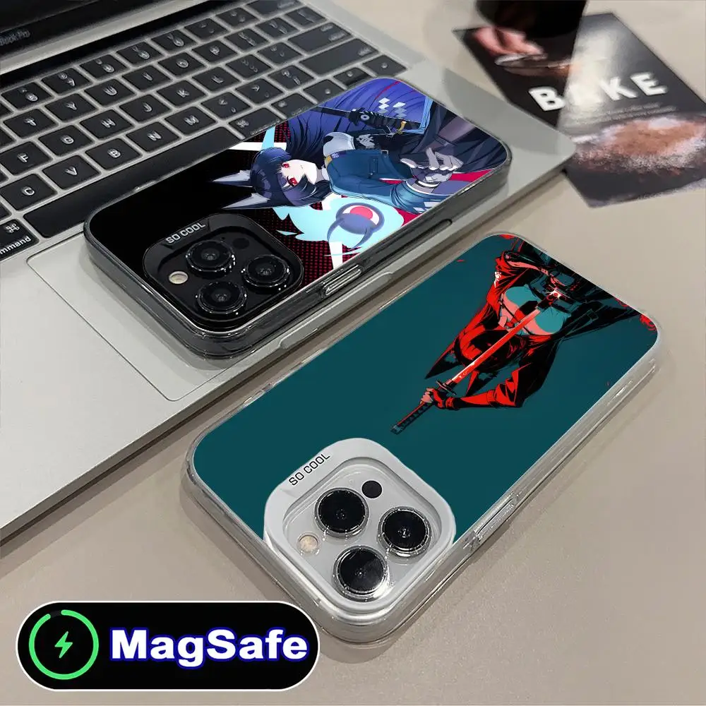 

Чехол для телефона Zenless Zone Zero Hoshimi Miyabi для iPhone 16, 15, 14, 13, 12, 11 Pro Max Plus, полупрозрачный защитный цвет MagSafe