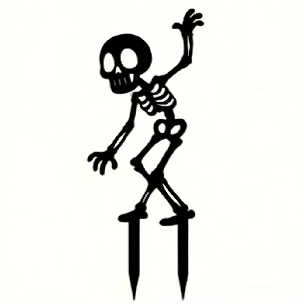 Skull Halloween Decorations Dancing Skeleton Acrylic Garden Stake Decorations Hollow Out Gothic Style Bone Dancer Yard Stake