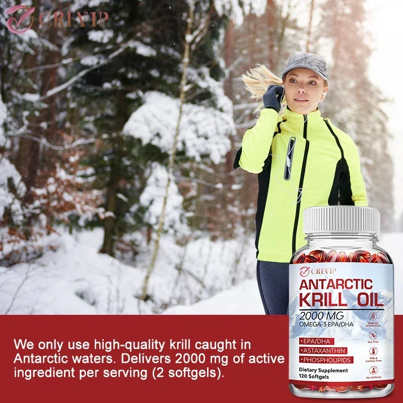 Organic Antarctic Krill Oil Capsules - Nootropic Brain Supplement That Supports Joint and Skin Health