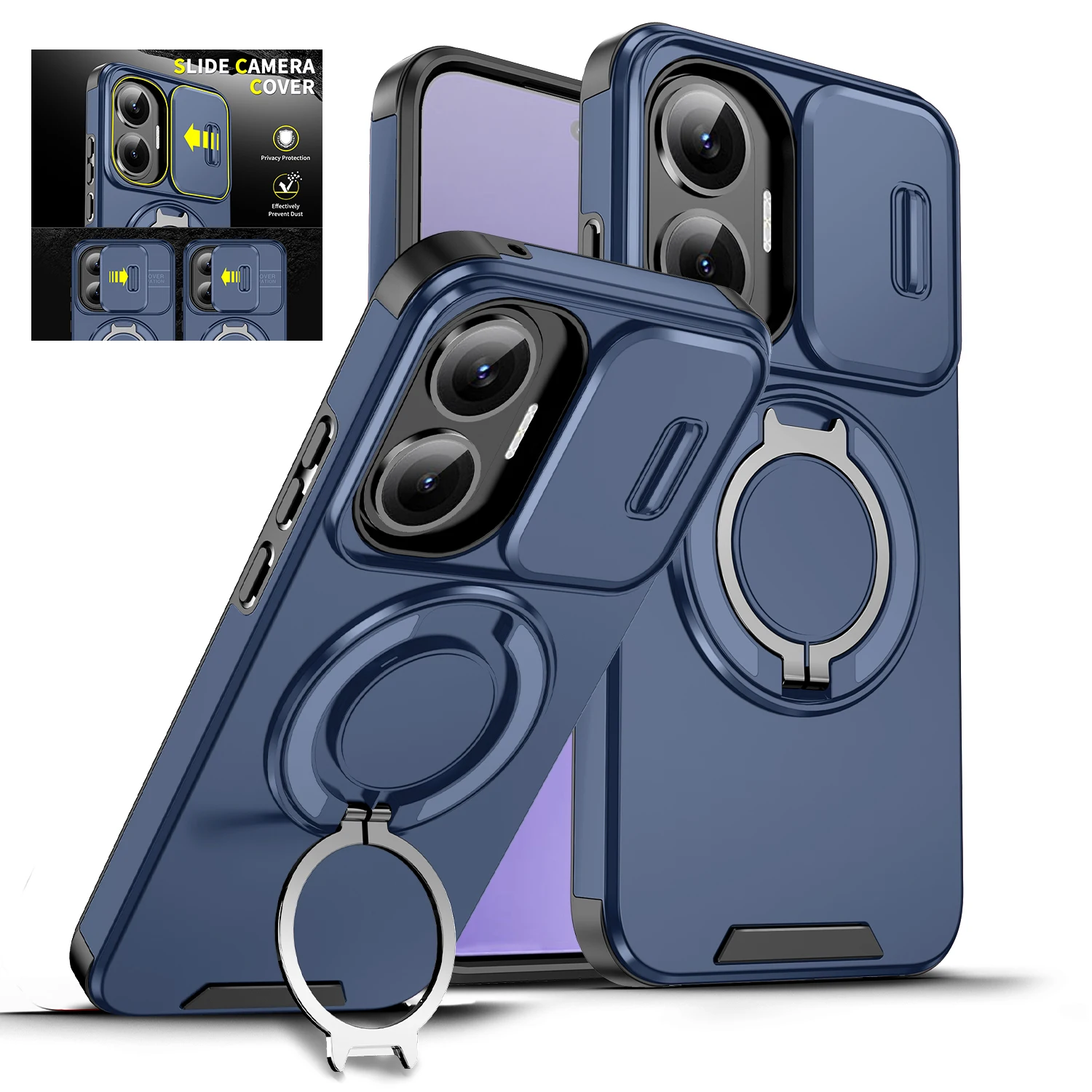For Mi Poco X7 X6 Pro Magnetic Rotating Bracket Phone Case F