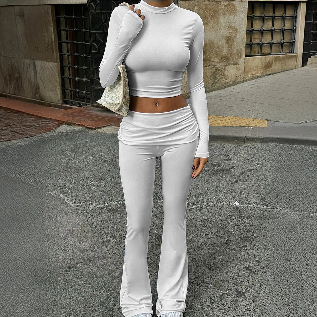 KaiKuo Sporty Chic Long Sleeve T-Shirt Yoga Pants Women's Set